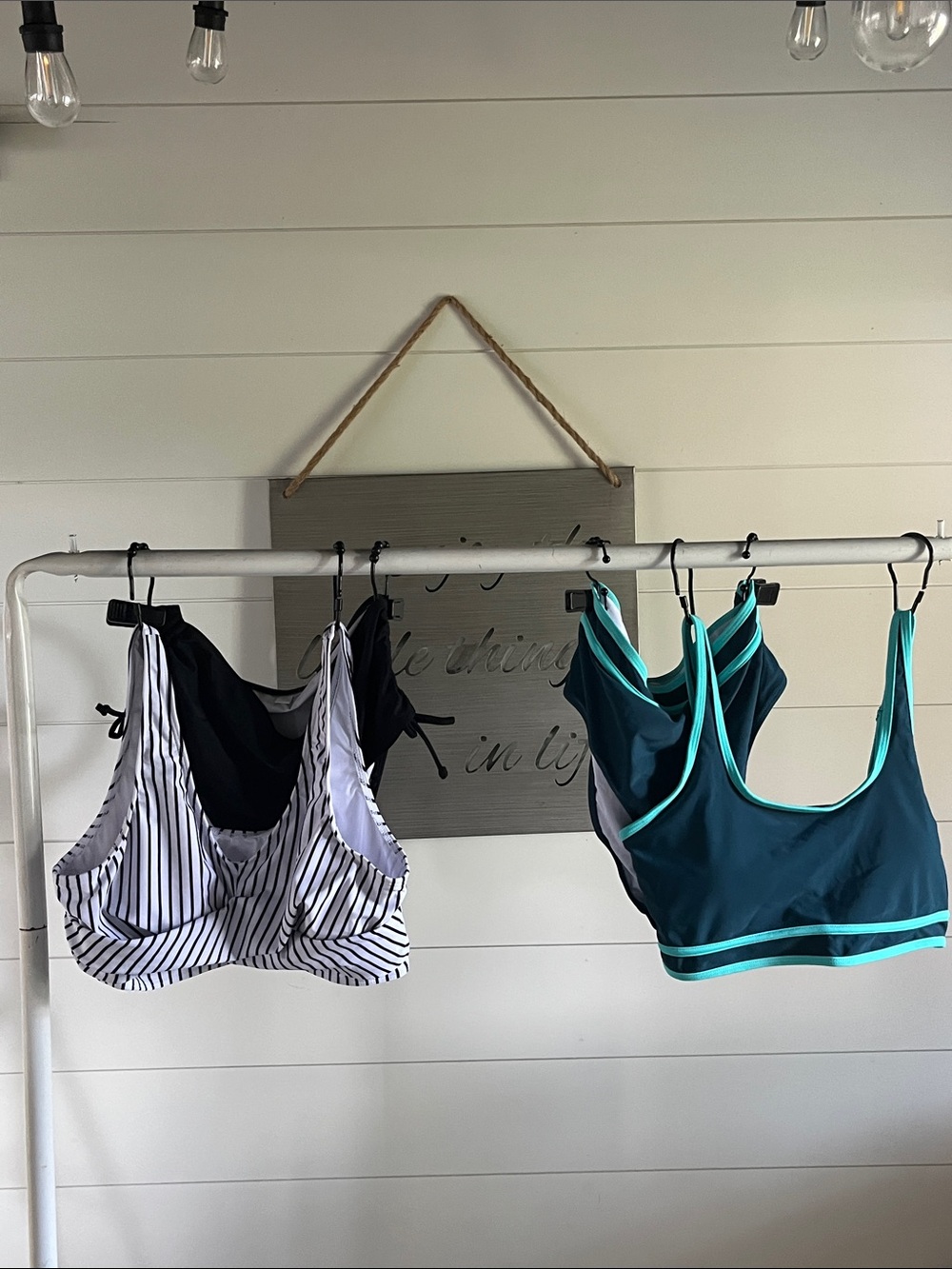 Teal Contrast-Trim & Black & White Stripe Women's Bikinis Deal Days 2for1 Price